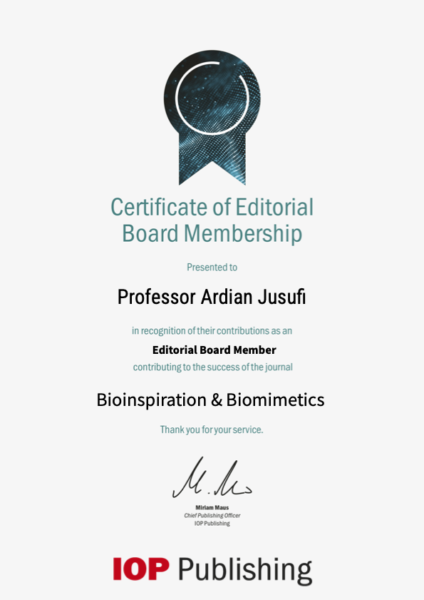 IOP editorial board certificate
